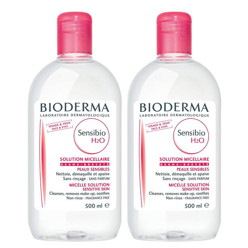 SET OF 2 Bioderma Sensibio H2O Micellar Solution 500ml + 500 ml Best Quality