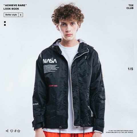 2018 Europe And America Popular Brand Autumn And Winter Men'S Wear NASA American Flag Waterproof Windcheater Men Jacket Coat