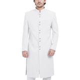 Formal Long Men Coat Elegant Outdoor Daily Sherwani Mandarin Collar Wedding Groom Robe Dinner Banquet Party Modest Men Jacket