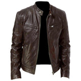 Autumn Winter  Leather Jackets Men Autumn Solid Stand Collar Fashion куртка мужская Men Jacket