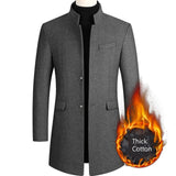 Autumn Winter Oversized Woolen Blend Coat Male Long Windbreaker Jacket Cotton Thick Warm Men Gray Jacket Mens Overcoat 3xl 4xl