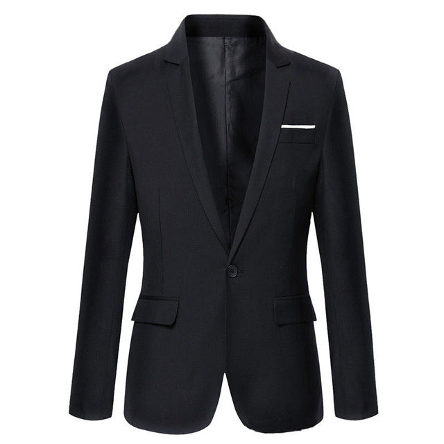 Mens Korean slim fit blazer masculino cotton blazer Suit Office Jacket black blue  plus size Male blazers Mens coat Wedding