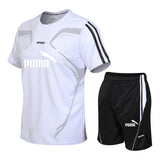 Summer Casual Male Tracksuit Clothing Men Set Fitness Suit Sporting Suits Short Sleeve T Shirt + Shorts Quick Drying 2 Piece Set