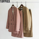 Toppies 2020 primavera mujer Blazer trajes doble Pecho Rosa Blazer alta cintura falda Oficina conjuntos de Dama