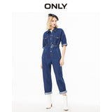 ONLY Women's Loose Fit High-rise Crop Denim Jumpsuit | 120164506