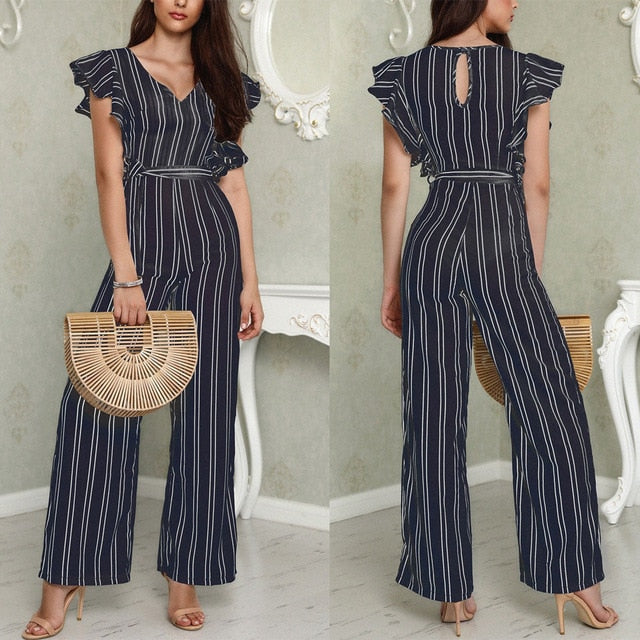 Women Sexy Casual V Neck Loose Playsuit Jumpsuits Bodysuits WOMEN Romper Party Ladies Romper Sleeveless Long Jumpsuit S-XL