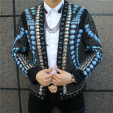 Baroque Style Autumn Winter 2020 Men Luxury Gems Beadings Slim Formal Performance Jacket Short Wedding Uniform Basic Jacket