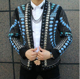 Baroque Style Autumn Winter 2020 Men Luxury Gems Beadings Slim Formal Performance Jacket Short Wedding Uniform Basic Jacket