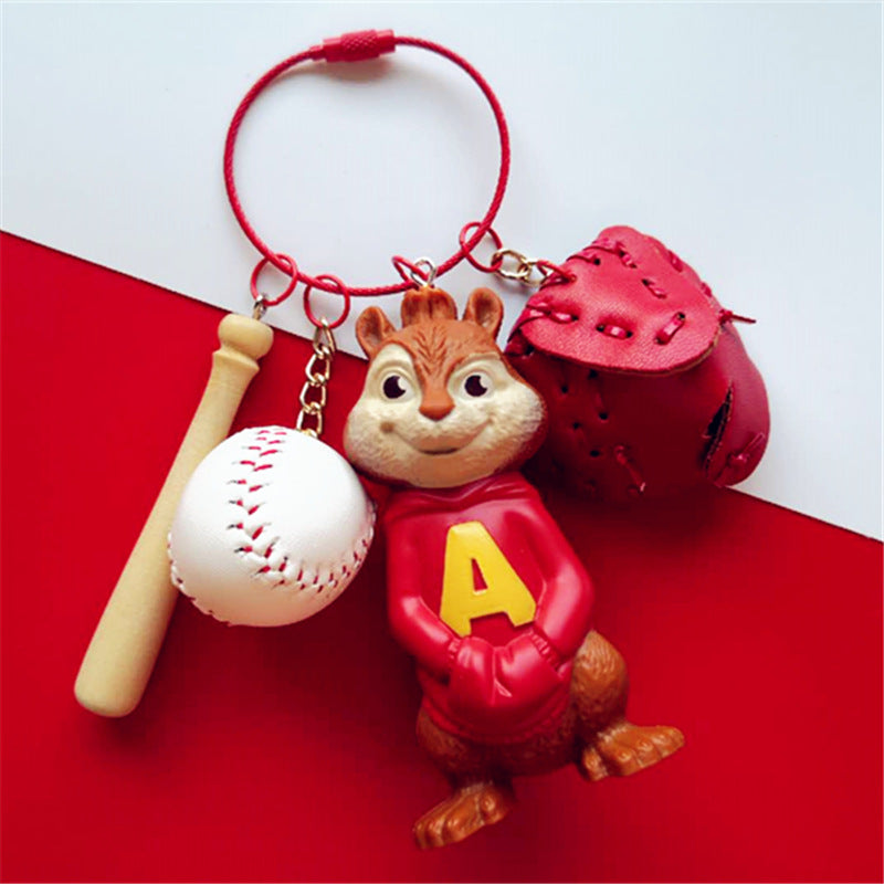 Cute Cartoon Alvin And The Chipmunks Figure Doll Keychain Pendant for Women Girl Bag Backpack Wallet Charms Decoration Keyrings