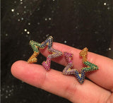 Heart-shaped star women geometric color rhinestone love holiday gift love small earrings